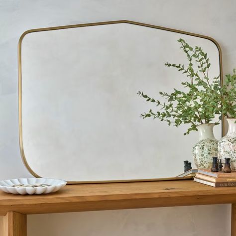 Decor Shop - Magnolia Large Mirror Over Fireplace, Mirror Over Fireplace, Mirror Above Fireplace, Gold Arch Mirror, Joanna Gaines Magnolia, Wall Decor Mirrors, Mantle Mirror, Mantel Mirrors, Entryway Mirror