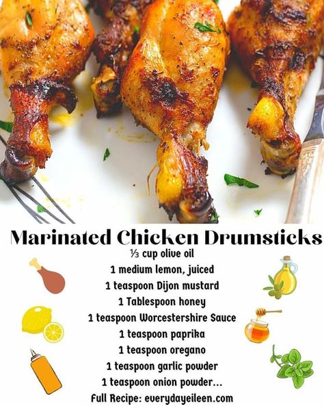 Marinated Chicken Recipes, Low Sugar Snacks, Chicken Leg Recipes, Hearty Lunch, Drumstick Recipes, Chicken Drumstick Recipes, About Last Night, Chicken Drumsticks, Chicken Dishes Recipes