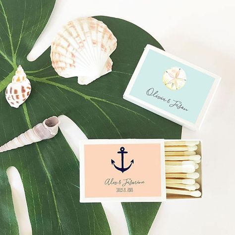 Personalized Tropical Beach Match Boxes Set of 50 Personalized Wedding Matches, Matchbooks Wedding, Wedding Matches Favors, Wedding Match Boxes, Personalized Match Boxes, Match Boxes, Wedding Favors And Gifts, White Tips, Tropical Bridal Showers