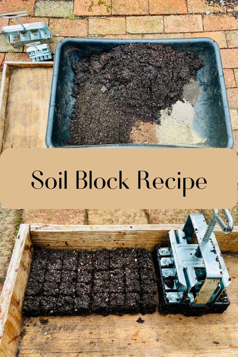 Soil blocks will easily up your homesteading and gardening game this spring! Once you have mastered this technique you will find it to be the simplest and least expensive method for starting seeds. Making soil blocks does not need to be hard and is the only way we start seeds on our farmstead. I will show you how to ditch the plastic trays and never look back! How To Make Soil Blocks, Seed Starting Trays Diy, Seed Starting Soil Recipe, Soil Blocking Diy, Soil Blocking Seed Starting, Diy Seed Starting Soil, Seed Starting Mix Recipe, Soil Blocking Recipe, Diy Soil Blocker