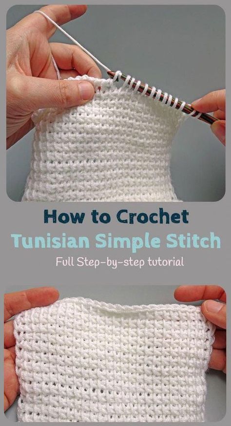 How to crochet the Tunisian Simple Stitch Tunisian Crochet Free, Simple Stitch, Tunisian Crochet Patterns, Tunisian Crochet Stitches, Crochet Simple, Crochet Stitches For Beginners, Crochet Stitches Tutorial, Crochet Instructions, Crochet Stitches Patterns