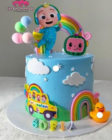 Kids Bday Cake, Cocomelon Cake Design, Birthday Cake Designs For Kids, Cocomelon 2nd Birthday, Cocomelon Cake Ideas, Cocomelon Birthday Cake, 1st Birthday Cake Designs, Birthday Cake Kids Boys, Baby 1st Birthday Cake