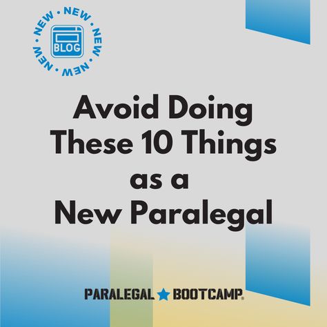 When it comes to your paralegal career, you want to be sure to convey to your firm or employer that you are serious about your career. Paralegal Boot Camp's latest blog details 10 things you should avoid doing as a new paralegal to ensure that message is clear! Read our latest blog here! Paralegal Books, Paralegal Organization, Paralegal School, Paralegal Aesthetic, Paralegal Studies, Paralegal Career, Paralegal Student, Legal Career, Legal Assistant