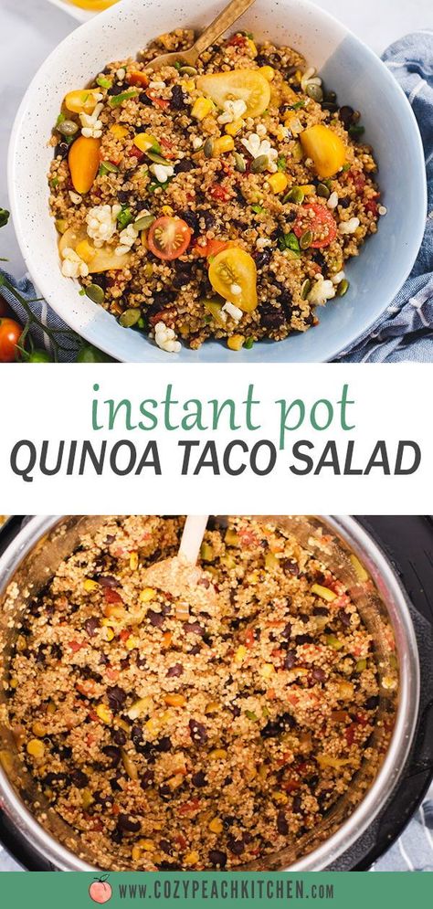 Mexican Quinoa Instant Pot, No Meat Instant Pot Recipes, Veggie Cleanse, Instant Pot Quinoa Recipes, Burrito Filling, Healthy Pantry Staples, Quinoa Tacos, Instant Pot Quinoa, Vegan Instant Pot