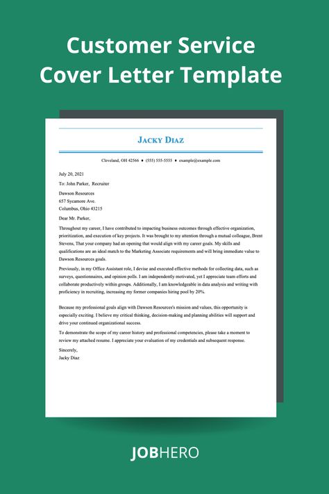 Customer Service Cover Letter Template Caption: Gearing up for a great career in customer service? 🤩 Show them you mean business with one of our eye-catching customer service cover letter templates! #Jobs #JobSearch #JobSeekers #Career Customer Service Cover Letter, Perfect Cover Letter, Professional Cover Letter, Job Titles, Best Cover Letter, Customer Service Jobs, Resignation Letters, Resume Summary, Create A Resume