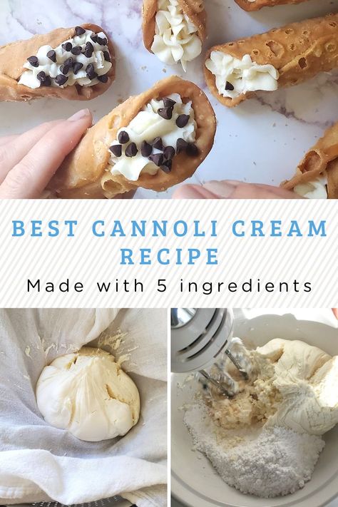 Homemade Cannoli Filling, How To Make Cannolis Homemade, Cannoli Filling Flavors, Canolli Filling Recipe Cannoli, Best Cannoli Recipe, Ricotta Filling For Cannoli, Easy Canolis Recipe, Diy Canolis, Cannoli Filling With Cream Cheese