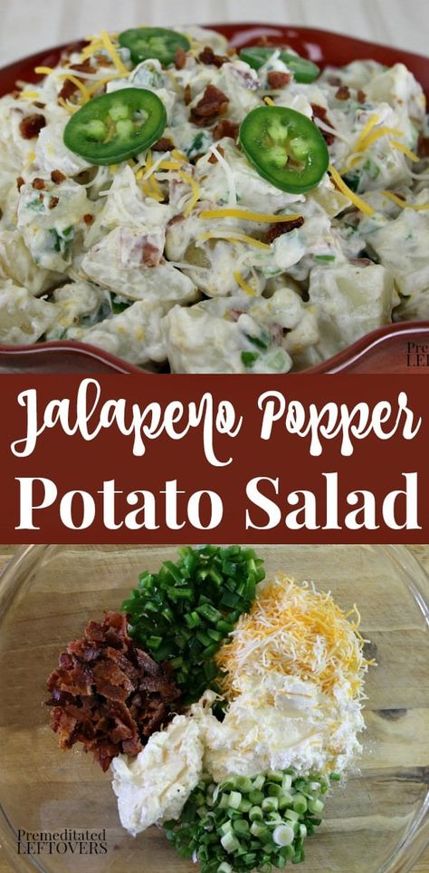 Peppers Cream Cheese, Traditional Potato Salad Recipe, Salad Recipes With Bacon, Potato Salad Recipes, Jalapeno Popper Recipes, Poppers Recipe, Jalapeno Peppers, Jalapeno Popper, Potato Salad Recipe