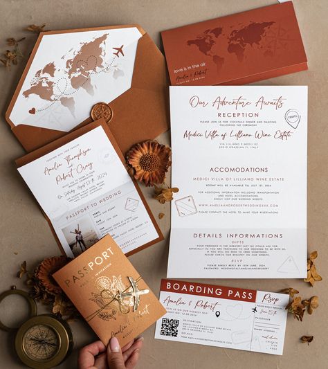 Burnt Orange Gold Wedding, Orange Gold Wedding, Exclusive Wedding Invitations, Travel Wedding Invitations, Shine Wedding Invitations, Map Wedding, Stylish Wedding Invitation, Wedding Invitations Uk, Unique Destination Wedding