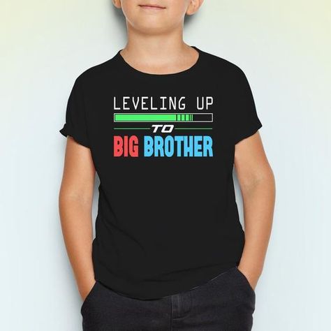 Baby Announcement Big Brother, Brother Video, Baby Announcement Shirt, Big Brother Announcement, Fun Baby Announcement, Baby Announcement Shirts, Nerdy Shirts, Big Brother Shirt, Leveling Up