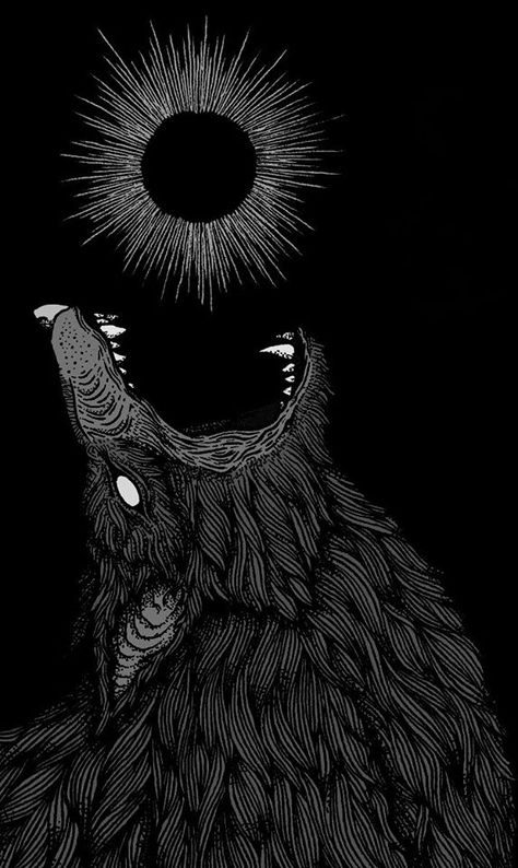 Fenrir Tattoo, Art Noir, Dark Artwork, White Drawing, 다크 판타지, Wolf Tattoo, A Wolf, Creepy Art, Wolf Art