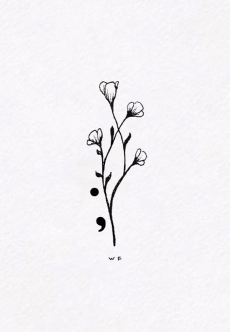 creds to @ willfinchdesign on tiktok :) saving for later August Themed Tattoos, Snowflake Semicolon, Water Lily Semicolon Tattoo, Minimalist Tattoo Semicolon, Aesthetic Tattoos Semicolon, Minimalistic Semicolon, Semi-colon Tattoo Minimalist, Semi-colon Tattoo Unique Small, Cute Tattoos Semicolon