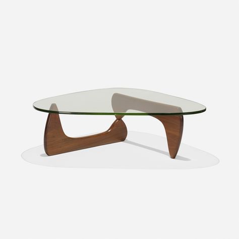 ISAMU NOGUCHI, early coffee table, model IN-50 | Wright20.com Triangle Table, Triangle Coffee Table, Noguchi Coffee Table, Isamu Noguchi, Translucent Glass, Teak Coffee Table, Walnut Coffee Table, Glass Top Coffee Table, Glass Coffee Table