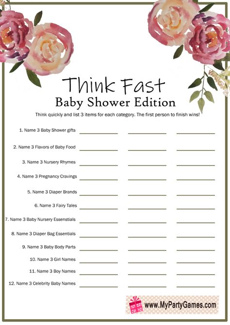 Girl Baby Shower Game Ideas, Baby Shower Paper Games, Free Baby Shower Games Printables, Baby Shower Girl Games, Baby Shower Games Free Printables, The Price Is Right Baby Shower Game Template Free Printable, Baby Shower Games Free, Girly Baby Shower Themes, Kid Holiday Games