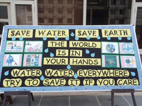 Board decoration on save water Save Tree Save Earth, Soft Board Decoration, Save Water Poster, Holiday Homework, School Board Decoration, Save Trees, Water Poster, Classroom Art Projects, Classroom Art