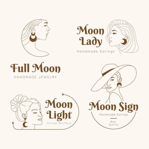 Earring Logo Design, Accessories Logo Design Ideas, Jewelry Logo Ideas Graphics, Jewelry Logo Ideas, Feminine Logos, Logo Woman, Accessories Design Sketch, Earrings Card, Lady Logo