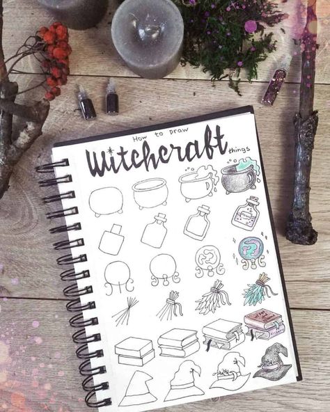 Journal Doodle Ideas, Bullet Journal Halloween, Bujo Doodles, Arte Doodle, Doodle Art Journals, Doodle Ideas, Harry Potter Drawings, Fall And Halloween, Ideas For Halloween