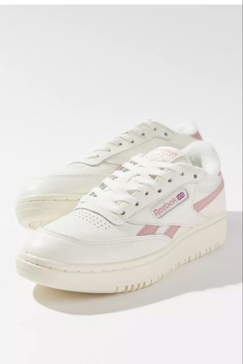 Reebok Pink Sneakers, Pink Reebok Shoes, Reebok Club C Double Sneaker, Europe Wardrobe, Reebok Club C Double, Reebok Shoes Women, Pink Reebok, Reebok Sneakers, Reebok Club C