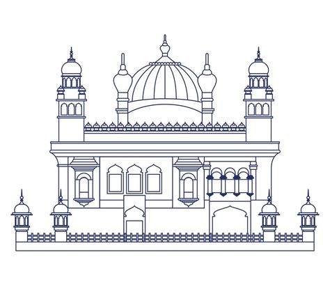 Edification of Amritsar golden temple Temple Drawing, Hindu Symbols, Golden Temple Amritsar, Indian Independence, Indian Independence Day, Doodles Art, Simple Building, Beautiful Butterflies Art, Easy Doodles