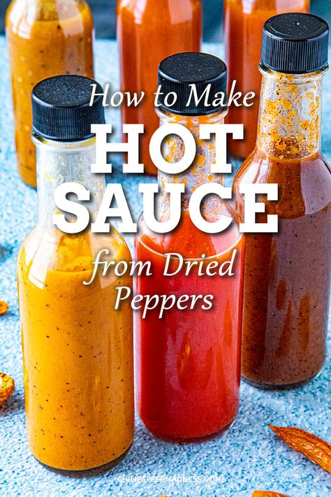 Make Hot Sauce, Chili Powder Recipe, Hot Pepper Recipes, Homemade Hot Sauce, Dried Chili Peppers, Homemade Sauce Recipes, Hot Sauce Recipes, Salsa Picante, Dried Peppers