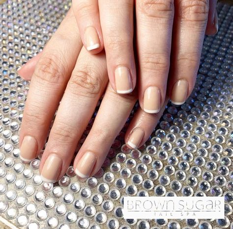 #nails #gelmanicure #manicure #french #frenchtipnails #nailpolish #nailsofinstagram #shortnails #brownsugarnailspa #naturalnails #nailideas #classic #frenchmanicure Tan French Tip, Tan French Tip Nails, French Manicure Short, Piano Nails, White French Manicure, Manicure Short, Short Nail Manicure, Sugar Nails, Short Nail