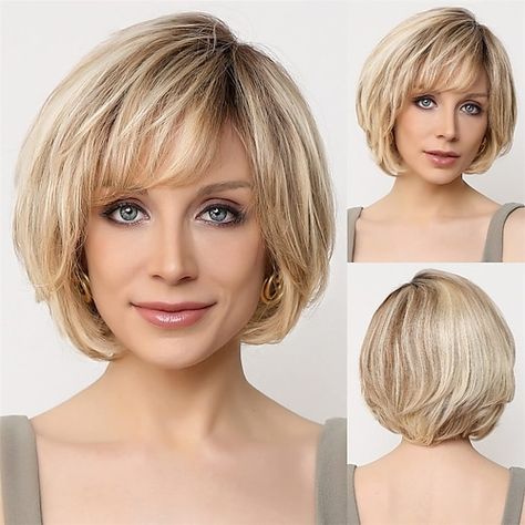 Shoulder Haircut, Layered Wig, Dunner Wordend Haar, Wig Wavy, Chin Length Hair, Cheap Human Hair, Natural Wigs, Short Hair Wigs, Bob Hairstyles For Fine Hair