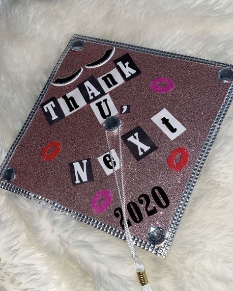 ariana grande thank you next graduation cap Thank You Next Graduation Cap, Ariana Grande Graduation Cap, Baddie Graduation Cap, Senior Caps, Creative Graduation Caps, Asthetic Pics, Graduation Cap Decoration Diy, Senior Graduation Party, High School Graduation Cap