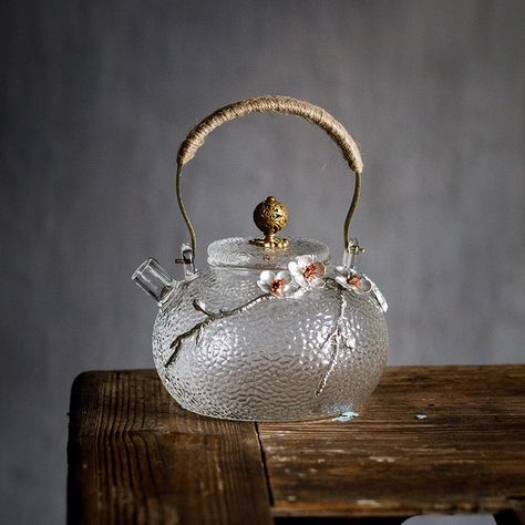 Glass Tea Pot, Teapot Decor, Flower Teapot, Nature People, Japanese Blossom, Glass Teapot, Heat Resistant Glass, Wish Shopping, Enchanted Forest