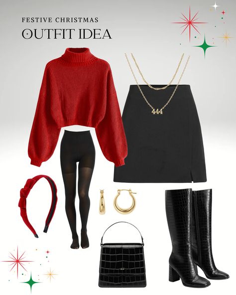 A simple but statement making outfit for Christmas! Simple New Years Eve Outfit Casual, Christmas Women Outfits, Christmas Outfit Church, Festive Christmas Outfit, Outfit For Christmas, Christmas Outfit Casual, Spirit Day, Amazon Outfits, Christmas Fits