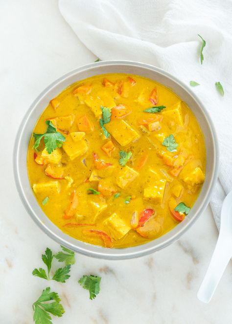 Pumpkin Curry Plant Based On A Budget, Curry With Tofu, Vegan Board, Vegan Thanksgiving Dinner, Tofu Curry, Vegan Pumpkin Recipes, Fall Vegan Recipes, Dinner Rotation, Weekly Dinner