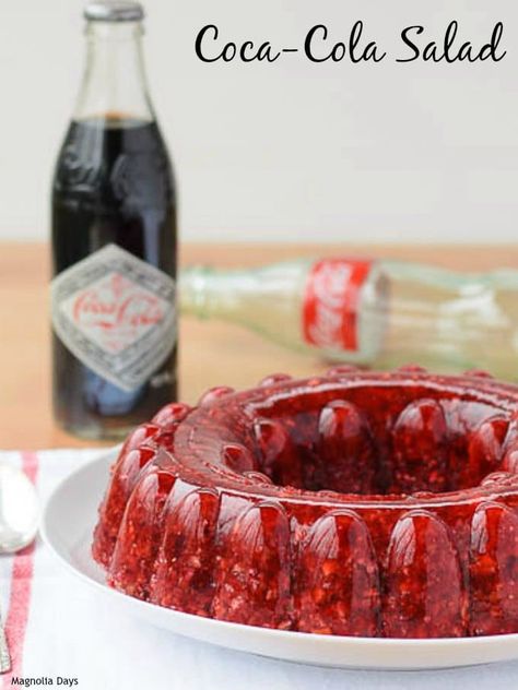 Coca-Cola Salad | Magnolia Days Coca Cola Salad Recipe, Coca Cola Recipes, Cola Recipe, Congealed Salad, Gelatin Salad, Best Fruit Salad, Dessert Places, Jello Desserts, Jello Salad