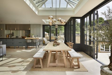 How to furnish your orangery with Neptune – Style inspiration - Westbury Garden Rooms Orangery Extension Kitchen, Orangery Interior, Kitchen Orangery, Orangery Extension, Westbury Gardens, Open Plan Kitchen Living Room, Glass Extension, Roof Lantern, House Extension Design