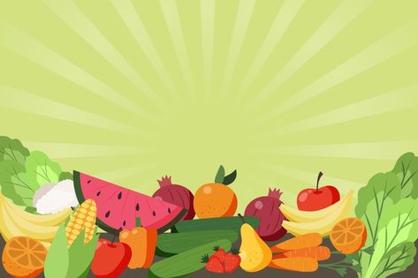 Fruit and vegetables background theme Fr... | Free Vector #Freepik #freevector #background Food Background Wallpapers, Salad Design, Graduation Frame, Sketch Background, Poster Template Design, Page Borders Design, Food Cartoon, Fruits Images, Kids Background