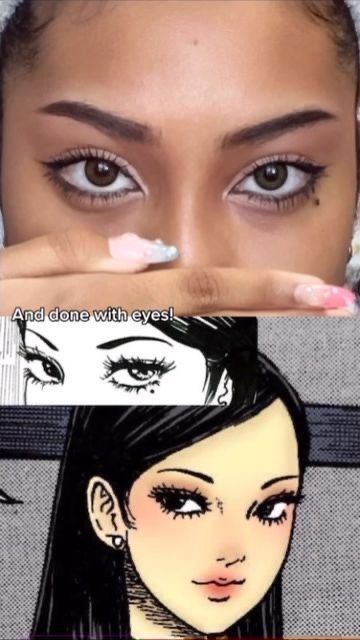 Anime Eyebrows Makeup, Tomie Makeup, Anime Makeup, Doll Eye Makeup, Black Color Hairstyles, Swag Makeup, Regular Show, Makeup Tut, Color Hairstyles