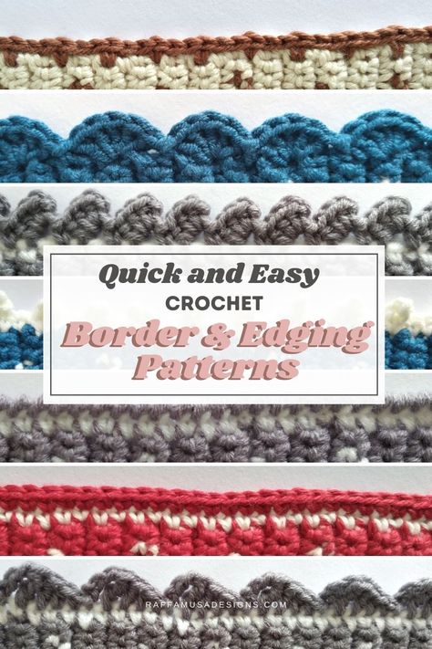 Looking for a quick and easy border for your crochet project? Take a look at this collection of crochet borders and edgings in just 2 rows! #scallop #shell #picot #singlecrochet #dropstitch #crabstitch #blanket #potholder #spaset Finishing A Crochet Blanket, How To Crochet Blanket Border, Crochet Scalopped Edge, How To Finish Edge Of Crochet Blanket, How To Do A Scalloped Crochet Edge, Crochet Shell Edging And Borders, Edge Crochet Blanket, Scalloped Edges Crochet, Borders For Afghans Crochet Edgings