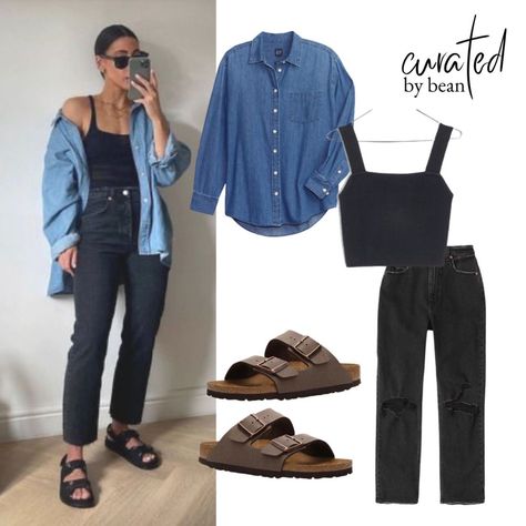 Jean Chambray Shirt Outfit, Jeans Shirt Outfits For Women, Jean Oversized Shirt Outfit, Denim Shirt Casual Outfit, Denim Shirt With Dress Outfit, Blue Denim Button Up Shirt Outfit, Summer Oversized Shirts, Denim Long Sleeves Outfit Women, Denim Chambray Shirt Outfit