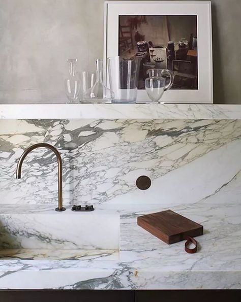 Quartz Countertop Colors, Kitchen Island With Sink, Marble Shelf, Interior Design London, Integrated Sink, Countertop Colours, Cabinetry Design, Stone Sink, Kitchen Marble