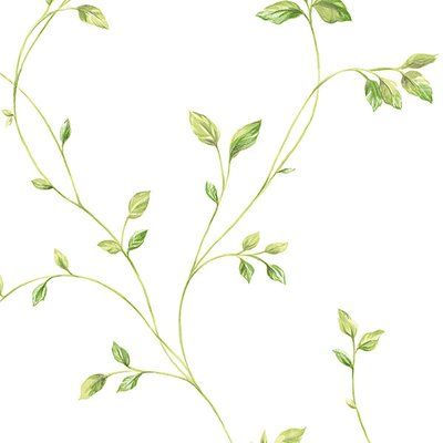 Watercolour Leaves, Vine Embroidery, Green Floral Wallpaper, Vine Drawing, Wallpaper Vinyl, Fresh Kitchen, Leaf Stencil, Leaves Wallpaper, Embossed Wallpaper