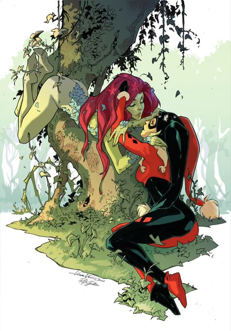 Harley Quinn X Poison Ivy, Ivy And Harley, Harley Ivy, Poison Ivy Dc Comics, Gotham Girls, Harley Quinn Artwork, Harley Quinn Comic, Lesbian Art, Harley Quinn Art