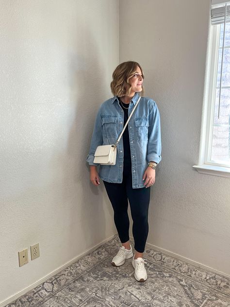 Fall fashion, fall outfits, fall style, simple fall outfits, neutral style, midsize style Spring 2024 Midsize Fashion, Brooks Shoes Outfit, Midsize Fall Outfits 2024, Midsize Fall Outfits, Style Midsize, Fashion Fall Outfits, Outfits Neutral, Denim Shacket, Midsize Outfits