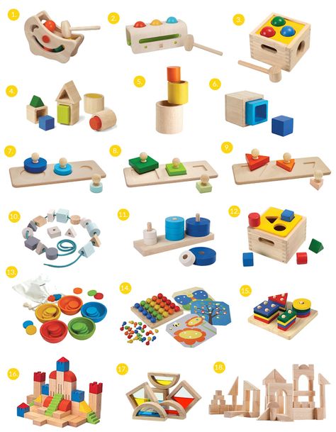 Plan toys for Montessori toddlers at How we Montessori-2 Wood Toys For Kids, Diy Montessori Toys, Montessori Baby Toys, Montessori Toddler Activities, Creative Toys, Toys Collection, Plan Toys, Montessori Baby, Montessori Toddler