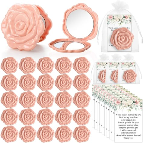 PRICES MAY VARY. Complete Package: this set offers most things you need in one package; It includes 50 rose shaped mirrors, 50 thank you cards, and 50 organza bags, cater to most girls and women, making it an ideal choice for your bridal shower Adorable Design: the style of mirror wedding favors is adorable for bridal shower; Each mirror has a cute rose design, and the thank you card has heartfelt appreciation words printed onto it, providing a warm touch to your gift Reliable Material: rose com Bridal Shower Rose Theme, Favor Gifts Ideas, Bridal Shower Gift For Guests, Thank You Gifts For Bridal Shower Guests, Bridal Shower Souvenirs Ideas, Blush And Bashful Bridal Shower Ideas, Coquette Party Favors, Galentines Bridal Shower Ideas, Useful Party Favors