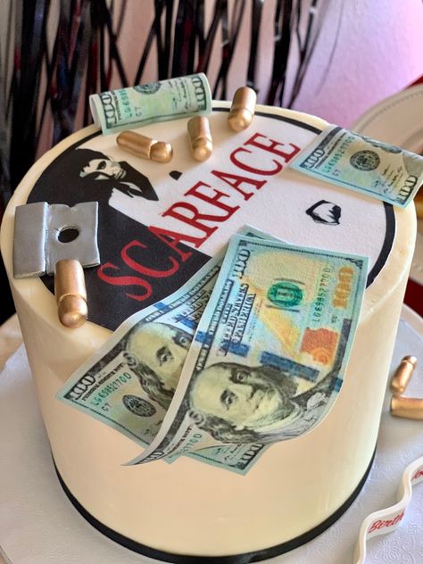 Scarface Party Theme, Rapper Cake, Scarface Cake, Rapper Birthday Cake, Scarface Party, Rapper Birthday, Ice Cube Rapper, Cake Ideas For Men, Painted Picnic Tables