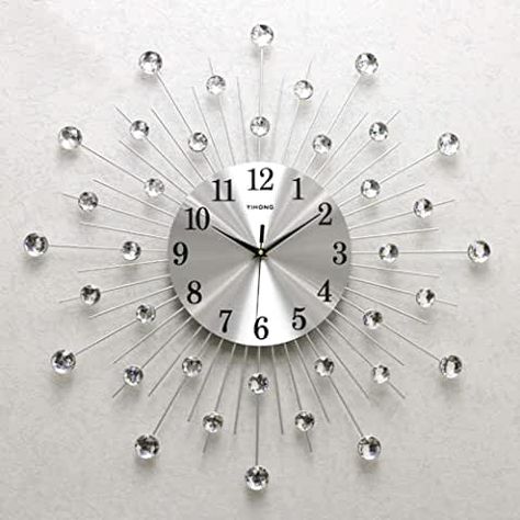 Amazon.com: wall clocks large decorative: Home & Kitchen Modern Wall Clock Design, Wall Clock Design Ideas, Clock Decor Ideas, 3d Wall Clock, Handmade Clocks, Digital Wall Clock, Wall Clock Design, Modern Clock, Crystal Wall