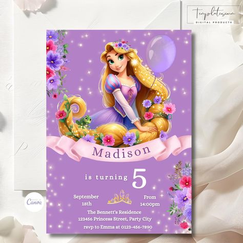 Editable Rapunzel Birthday Invitation Tangled Birthday Invite Magical Birthday Girl Invite Princess Party Template Tangled Digital Download by Templatesium on Etsy Rapunzel Birthday Invitation Template, Tangled Invitation Template, Tangled Rapunzel Birthday Party, Tangled Invitations, Rapunzel Birthday Invitation, Rapunzel Invitations, Rapunzel Birthday, Rapunzel Birthday Party, Tangled Birthday