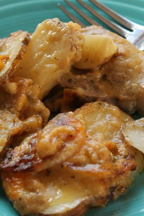 Pork Chops For 2 People, Pork Chops And Scalloped Potatoes, Scalloped Potato Casserole, Creamy Scalloped Potatoes, Pork Dinners, Scalloped Potatoes Recipe, Pork Chops And Potatoes, Tender Pork Chops, Meat And Potatoes