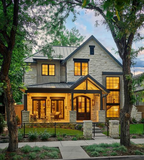 City Homes, Limestone Wall, Denver City, Read Story, Dark Wood Stain, Washington Park, Hidden Rooms, Colorado Homes, Architecture Exterior