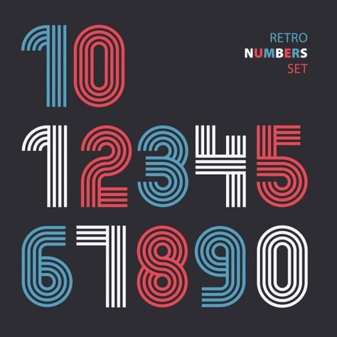 Retro numbers made with lines Free Vecto... | Free Vector #Freepik #freevector #geometric #line #retro #typography 10 Typography Number, Retro Numbers, Typographie Logo, Art Deco Fonts, Numbers Typography, Color Theory Art, Font Creator, Number Fonts, School Shirt Designs