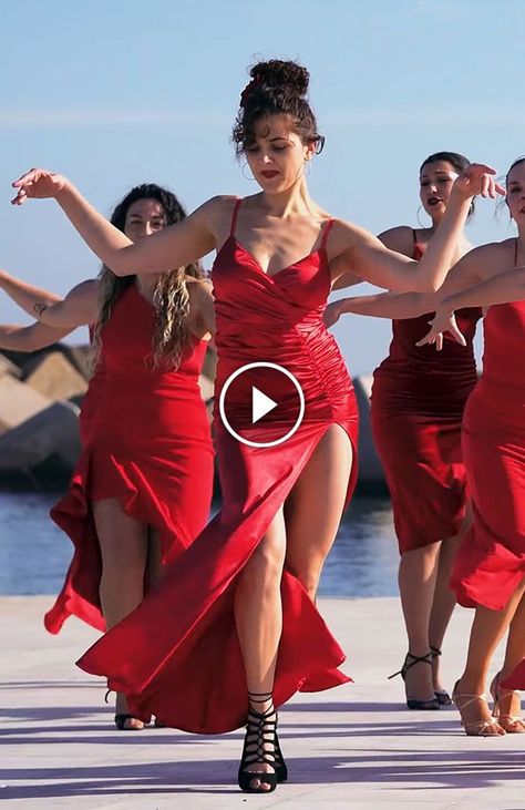 Ladies Light Up Barcelona with Fiery Cuban-Flamenco Salsa Styling Spanish Dancing Aesthetic, Salsa Dancing Aesthetic, Flamenco Dancers Photography, Cuban Dress, Dancing Girlies, Hauser Cello, Cuba Vacation, Dance Salsa, Crimson Dress