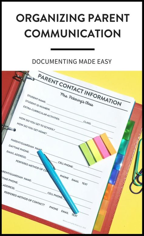 One of the first rules of parent communication is documentation. Ideas and a free printable to make documenting and organizing parent communication easy! | maneuveringthemiddle.com Parent Teacher Documentation Form, Parent Teacher Partnership, Documentation Ideas, Teacher Documentation, Parent Teacher Communication, Parent Contact, Student Info, Parenting Organization, Parent Teacher Conferences