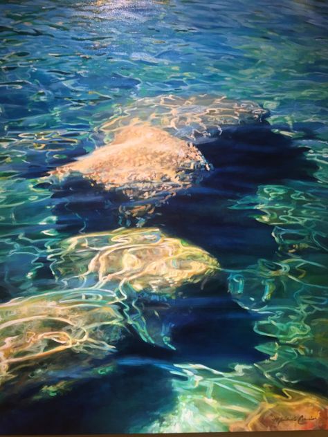 Michelle Courier, Favorite Paintings, Paint Water, Painting Water, Water Reflection, Hur Man Målar, Water Reflections, Water Art, Sea Painting